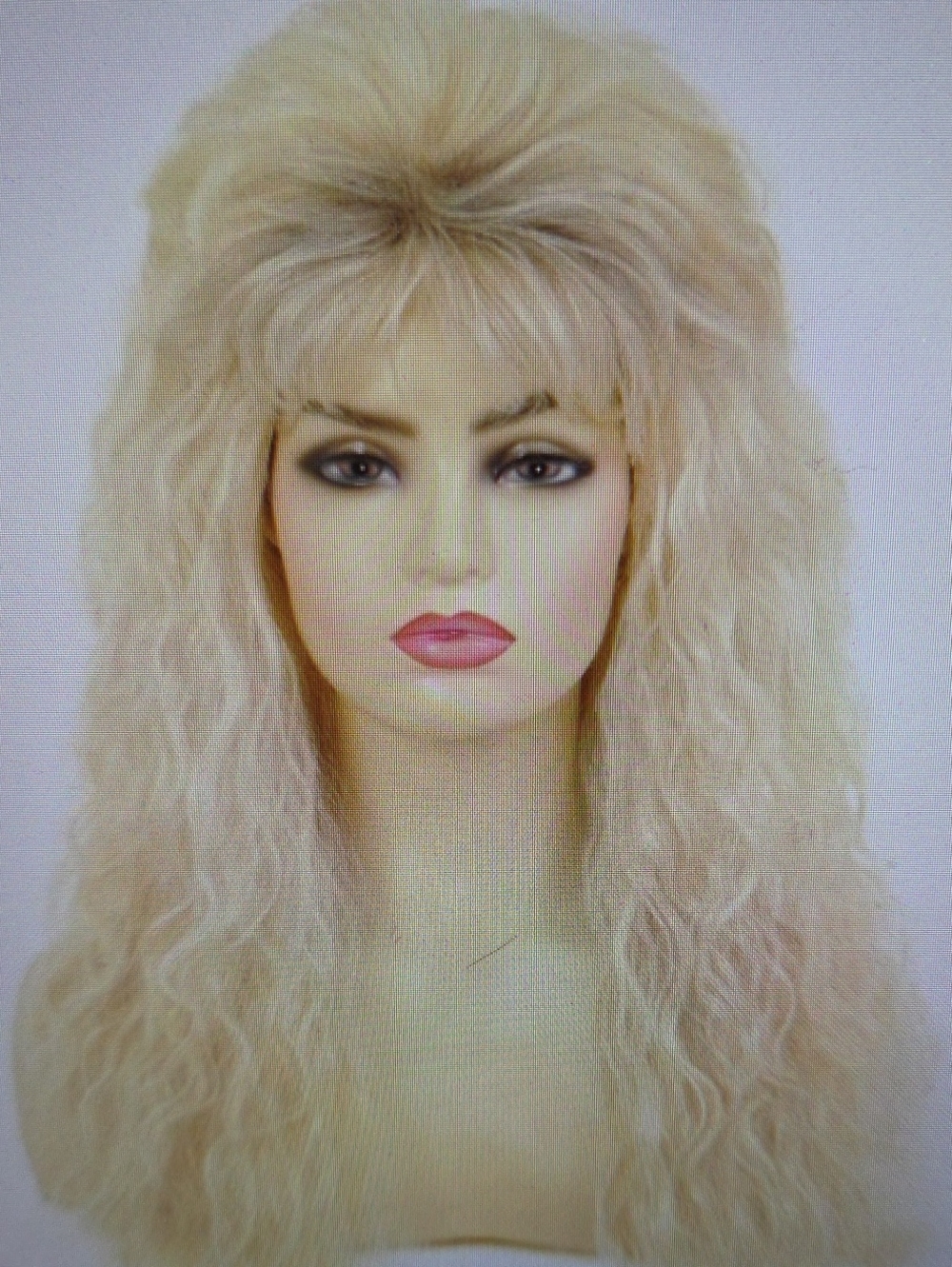 Voluminous Long Crimped Blonde Women's Wig - 70s 80sv Punk Wig W/bangs